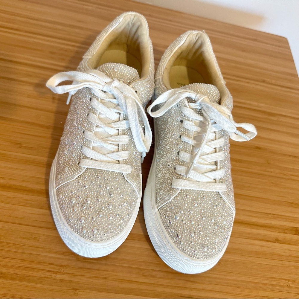 Betsey Johnson Pearl Bedazzled Sneakers